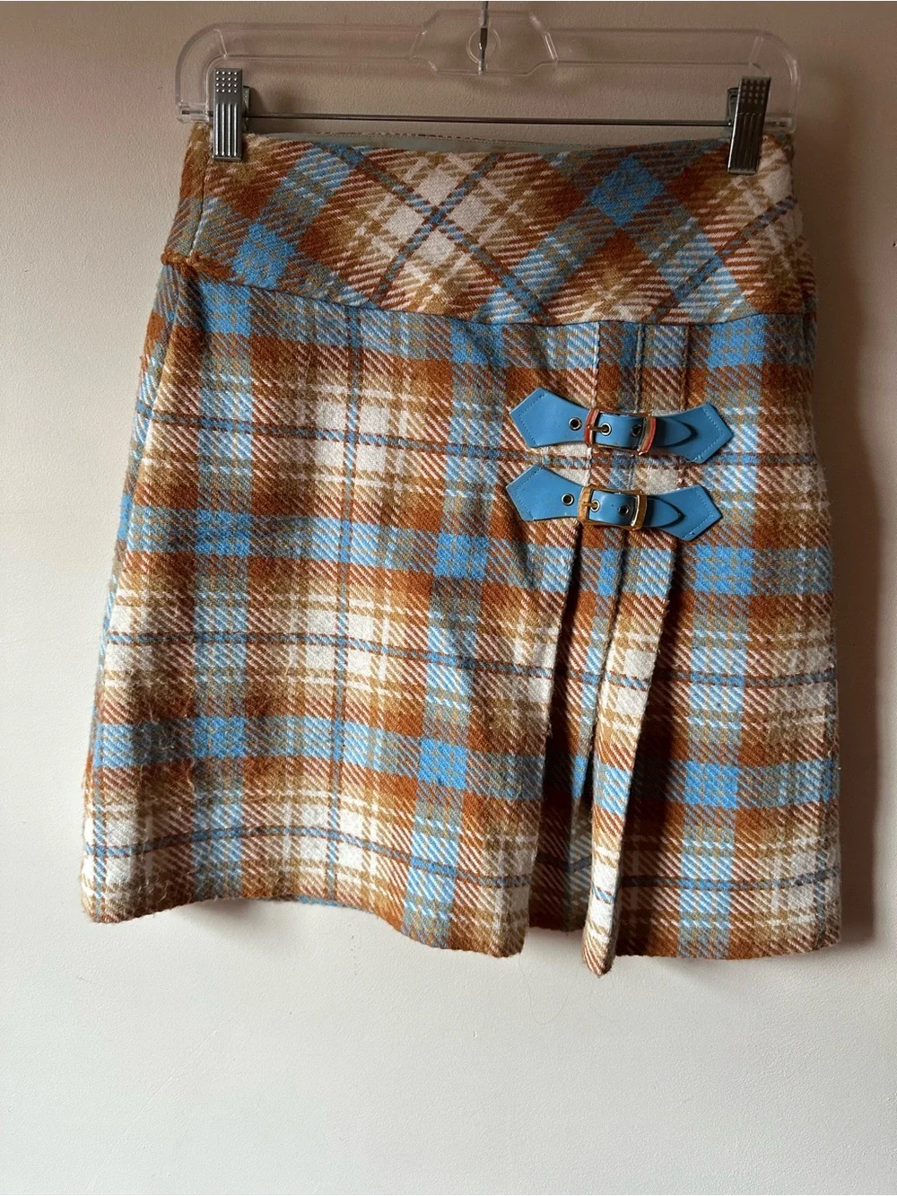 Vintage 70s Plaid Vest Mini Skirt Set